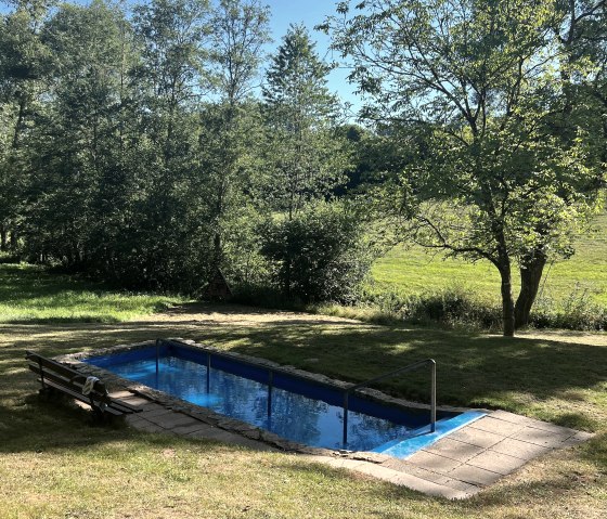 Abkühlung beim Wassertreten in Mettendorf, © Felsenland Südeifel Tourismus GmbH, A. C.  Krebs