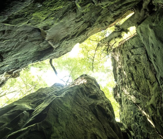 Teufelsschlucht - Blick nach oben, © Foto: Dominik Ketz, Quelle: Felsenland Südeifel Tourismus GmbH